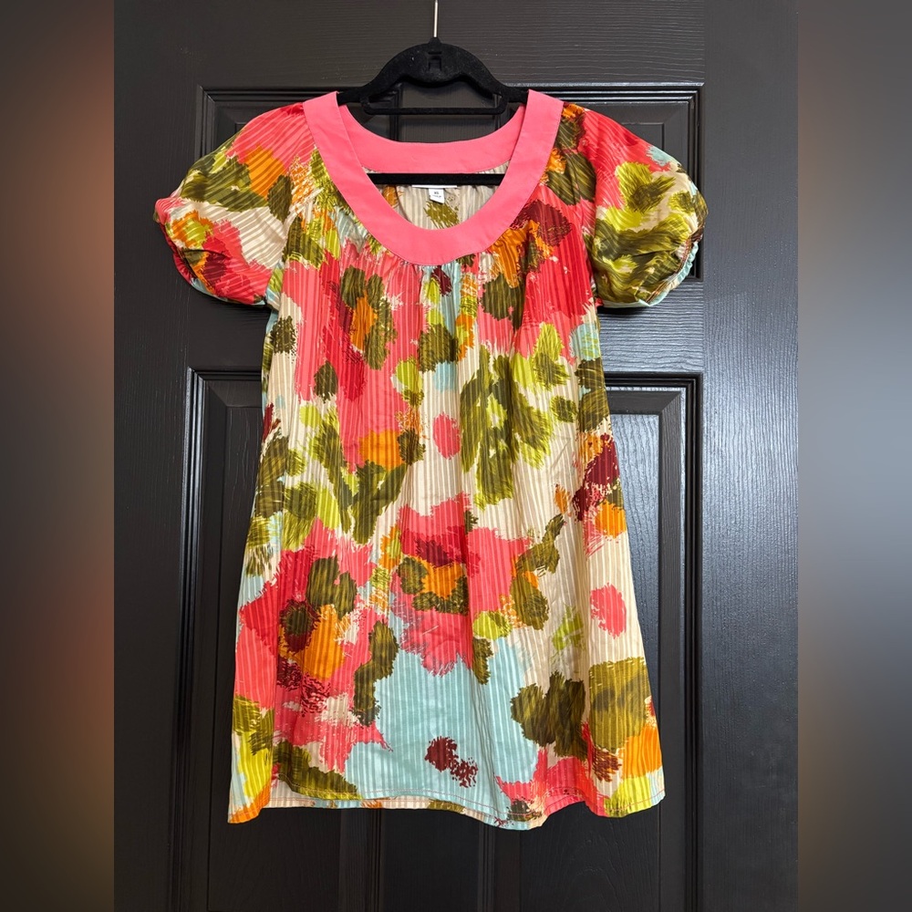 Liz Lange Maternity Vibrant Floral Blouse - Pink, Green, Orange